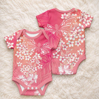 Dreamy Butterfly Polynesian - Breast Cancer Awareness Baby Onesie Floral Vibes