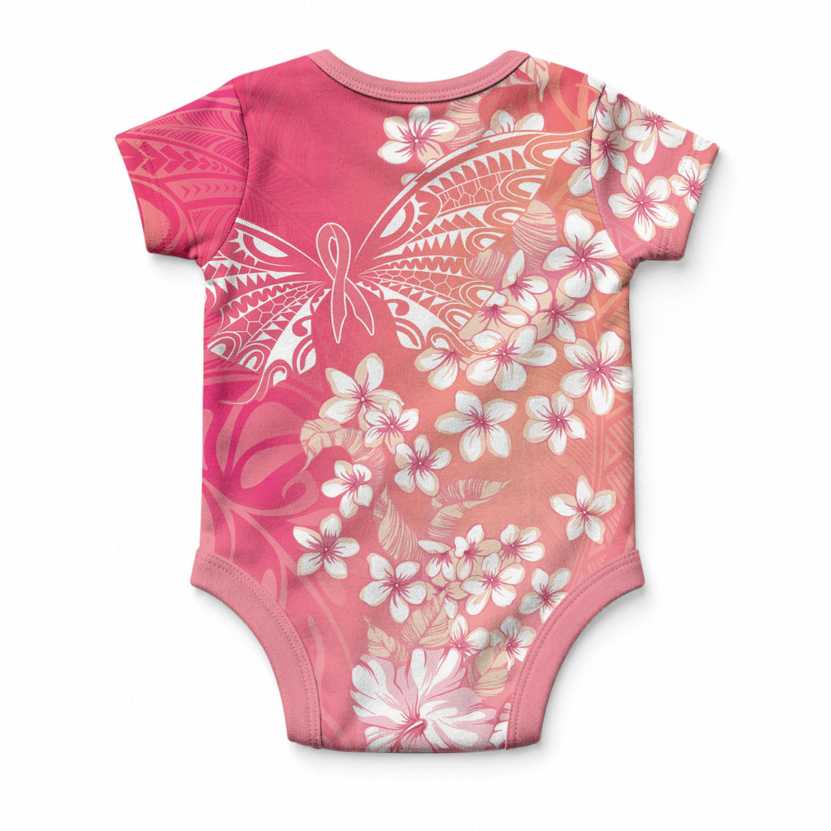 Dreamy Butterfly Polynesian - Breast Cancer Awareness Baby Onesie Floral Vibes