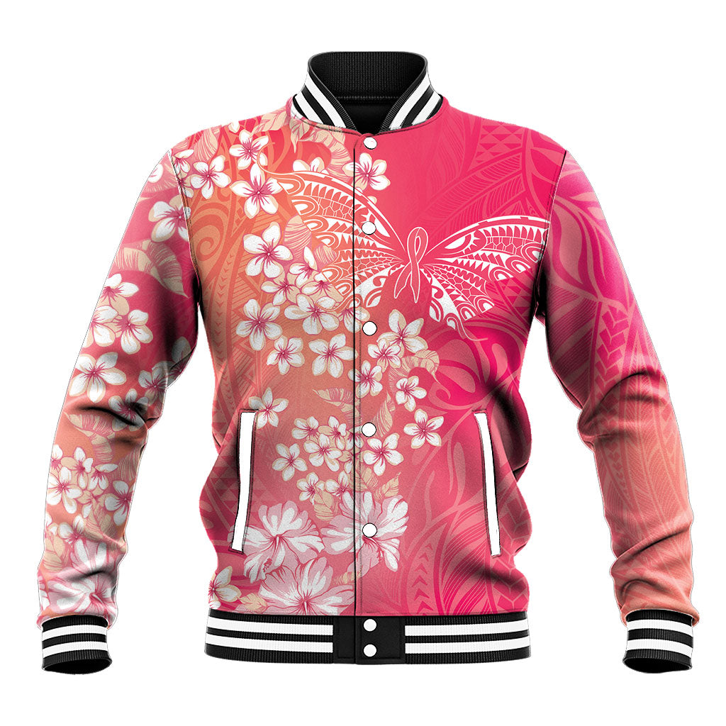 Dreamy Butterfly Polynesian - Breast Cancer Awareness Baseball Jacket Floral Vibes