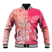 Dreamy Butterfly Polynesian - Breast Cancer Awareness Baseball Jacket Floral Vibes