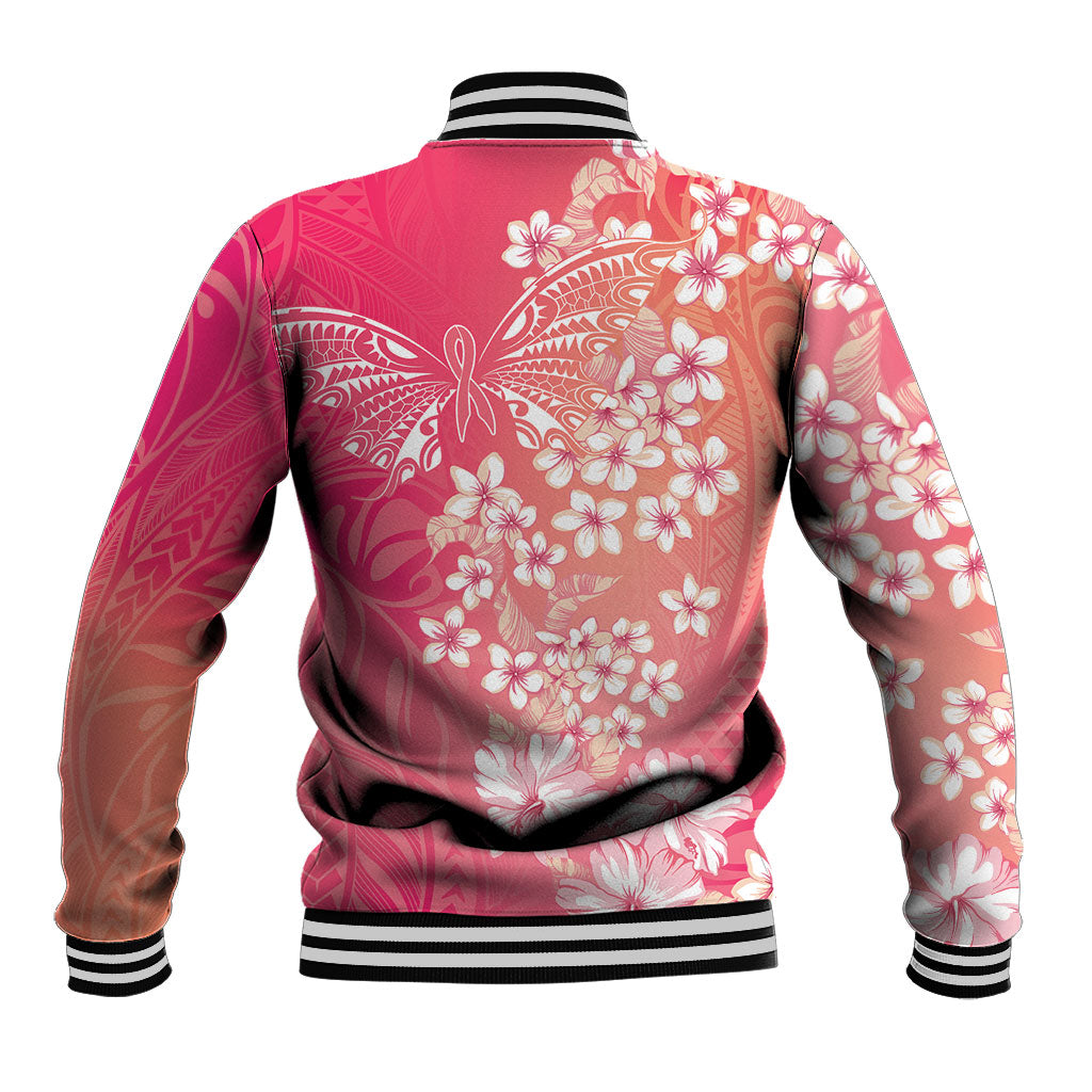 Dreamy Butterfly Polynesian - Breast Cancer Awareness Baseball Jacket Floral Vibes