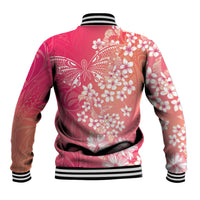 Dreamy Butterfly Polynesian - Breast Cancer Awareness Baseball Jacket Floral Vibes