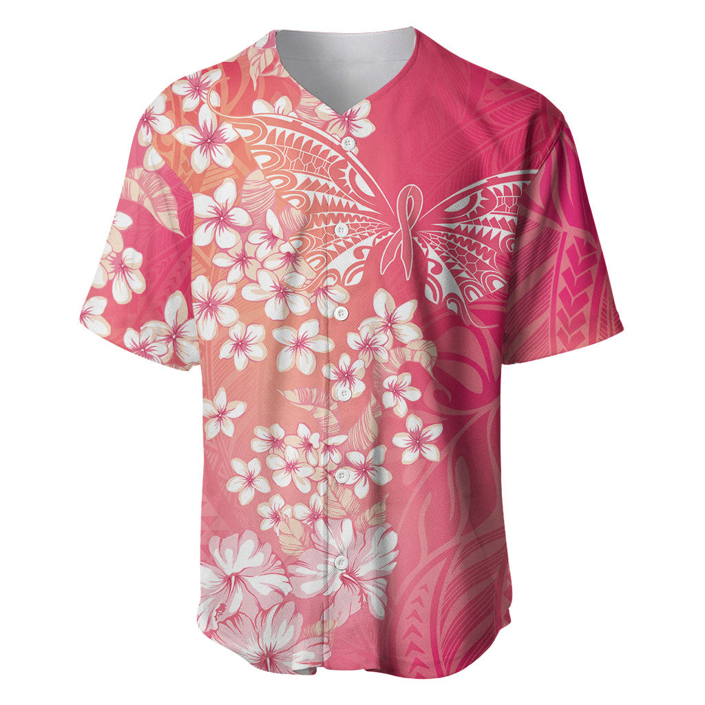 Dreamy Butterfly Polynesian - Breast Cancer Awareness Baseball Jersey Floral Vibes