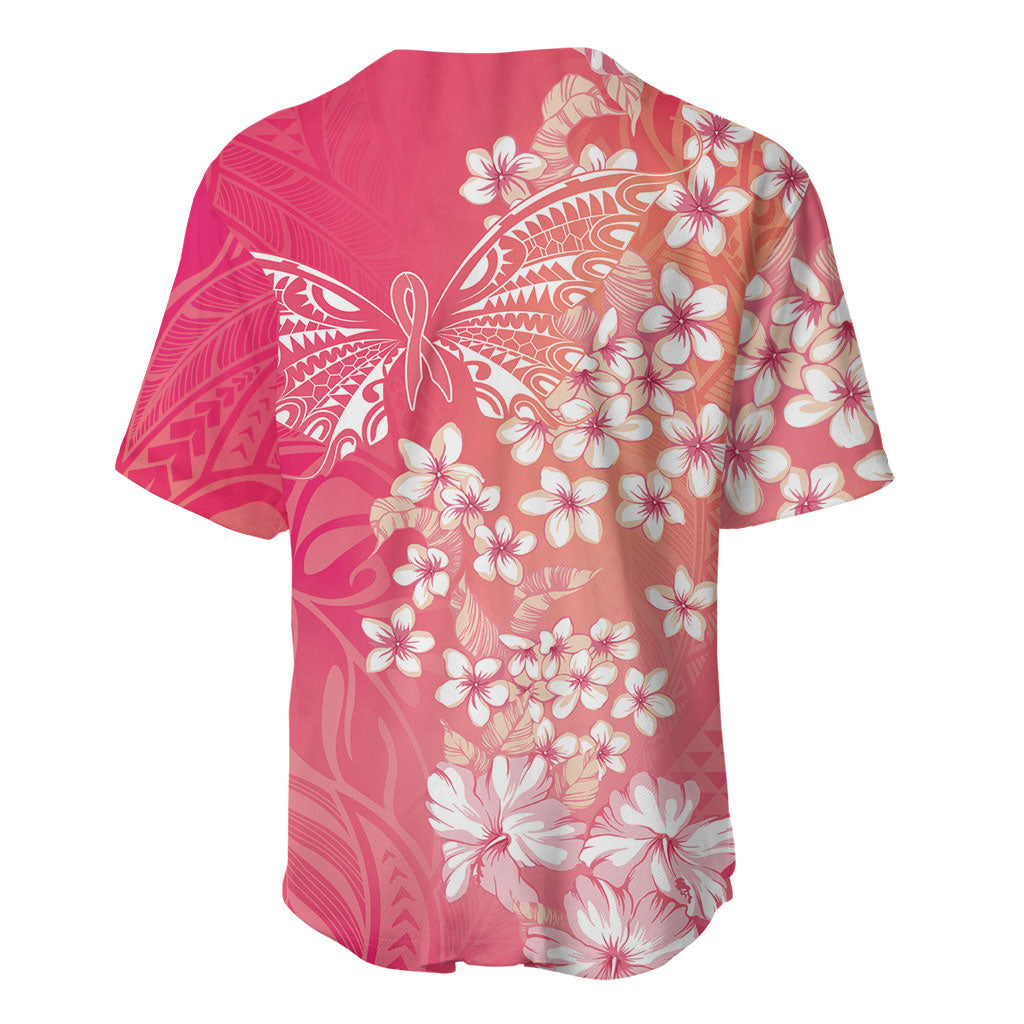 Dreamy Butterfly Polynesian - Breast Cancer Awareness Baseball Jersey Floral Vibes