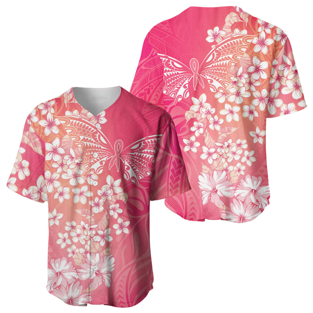 Dreamy Butterfly Polynesian - Breast Cancer Awareness Baseball Jersey Floral Vibes