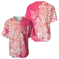 Dreamy Butterfly Polynesian - Breast Cancer Awareness Baseball Jersey Floral Vibes