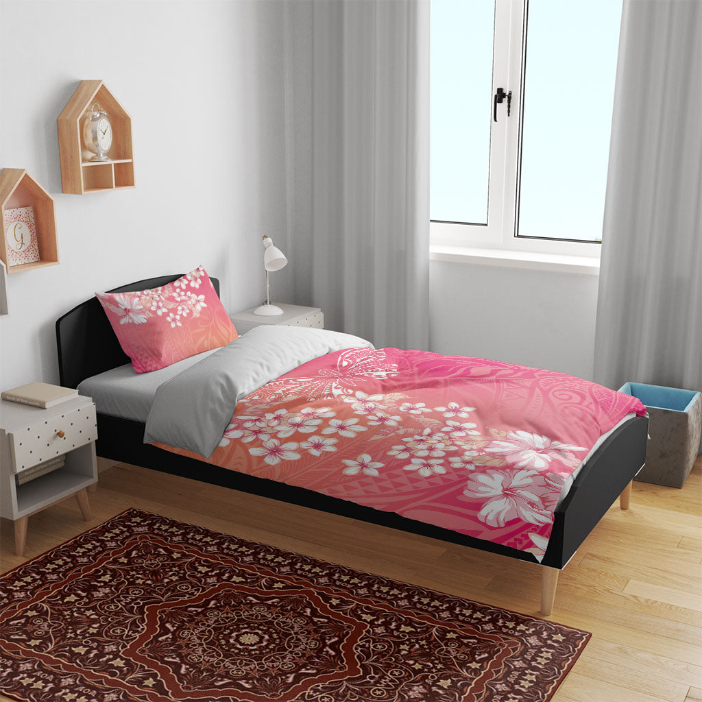 Dreamy Butterfly Polynesian - Breast Cancer Awareness Bedding Set Floral Vibes