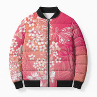 Dreamy Butterfly Polynesian - Breast Cancer Awareness Bomber Puffer Jacket Floral Vibes