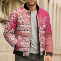 Dreamy Butterfly Polynesian - Breast Cancer Awareness Bomber Puffer Jacket Floral Vibes