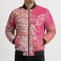 Dreamy Butterfly Polynesian - Breast Cancer Awareness Bomber Puffer Jacket Floral Vibes