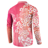 Dreamy Butterfly Polynesian - Breast Cancer Awareness Button Sweatshirt Floral Vibes