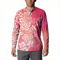 Dreamy Butterfly Polynesian - Breast Cancer Awareness Button Sweatshirt Floral Vibes