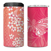 Dreamy Butterfly Polynesian - Breast Cancer Awareness 4 in 1 Can Cooler Tumbler Floral Vibes