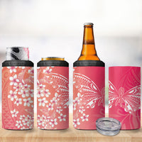 Dreamy Butterfly Polynesian - Breast Cancer Awareness 4 in 1 Can Cooler Tumbler Floral Vibes