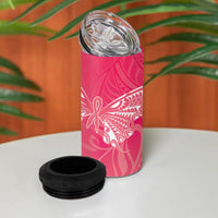 Dreamy Butterfly Polynesian - Breast Cancer Awareness 4 in 1 Can Cooler Tumbler Floral Vibes