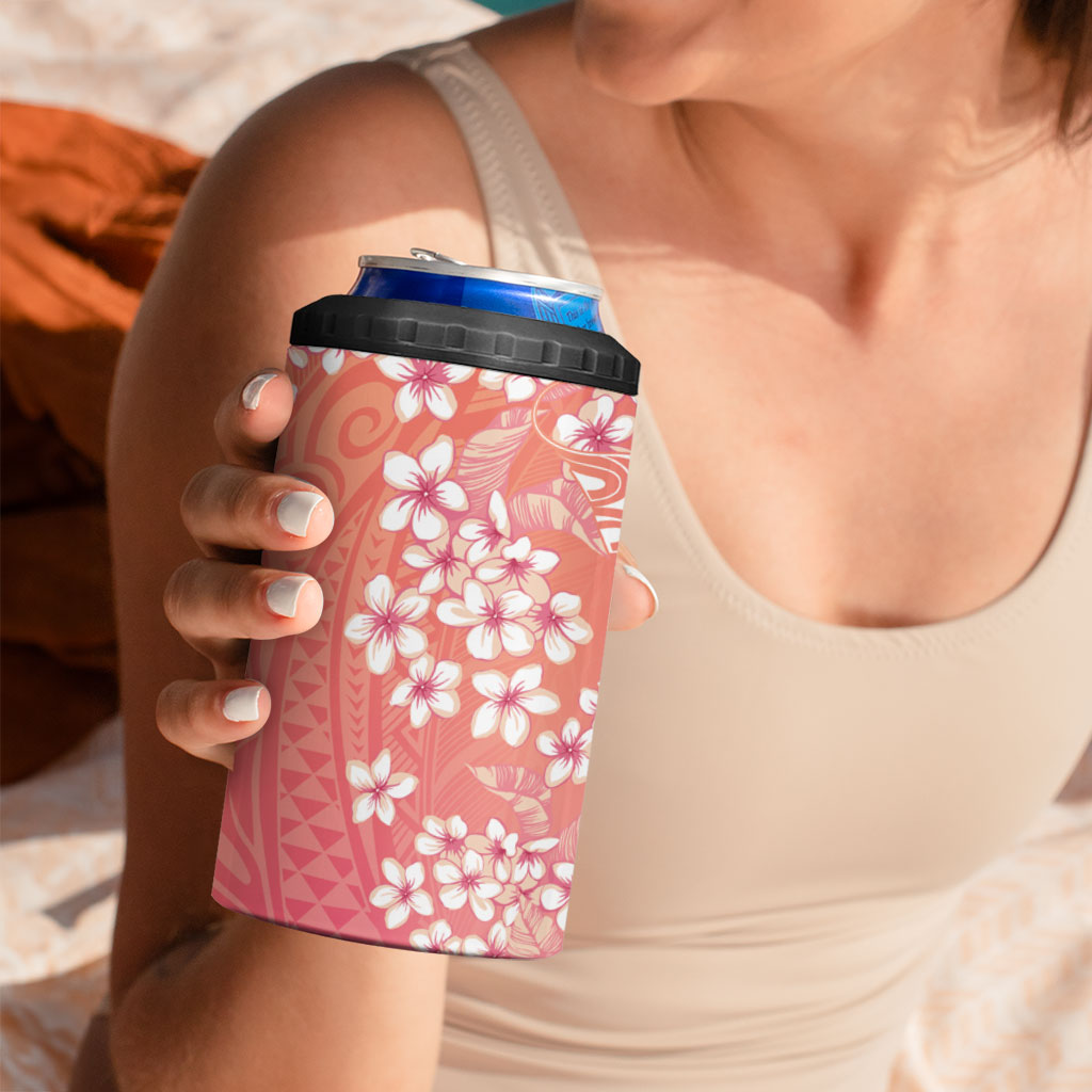 Dreamy Butterfly Polynesian - Breast Cancer Awareness 4 in 1 Can Cooler Tumbler Floral Vibes