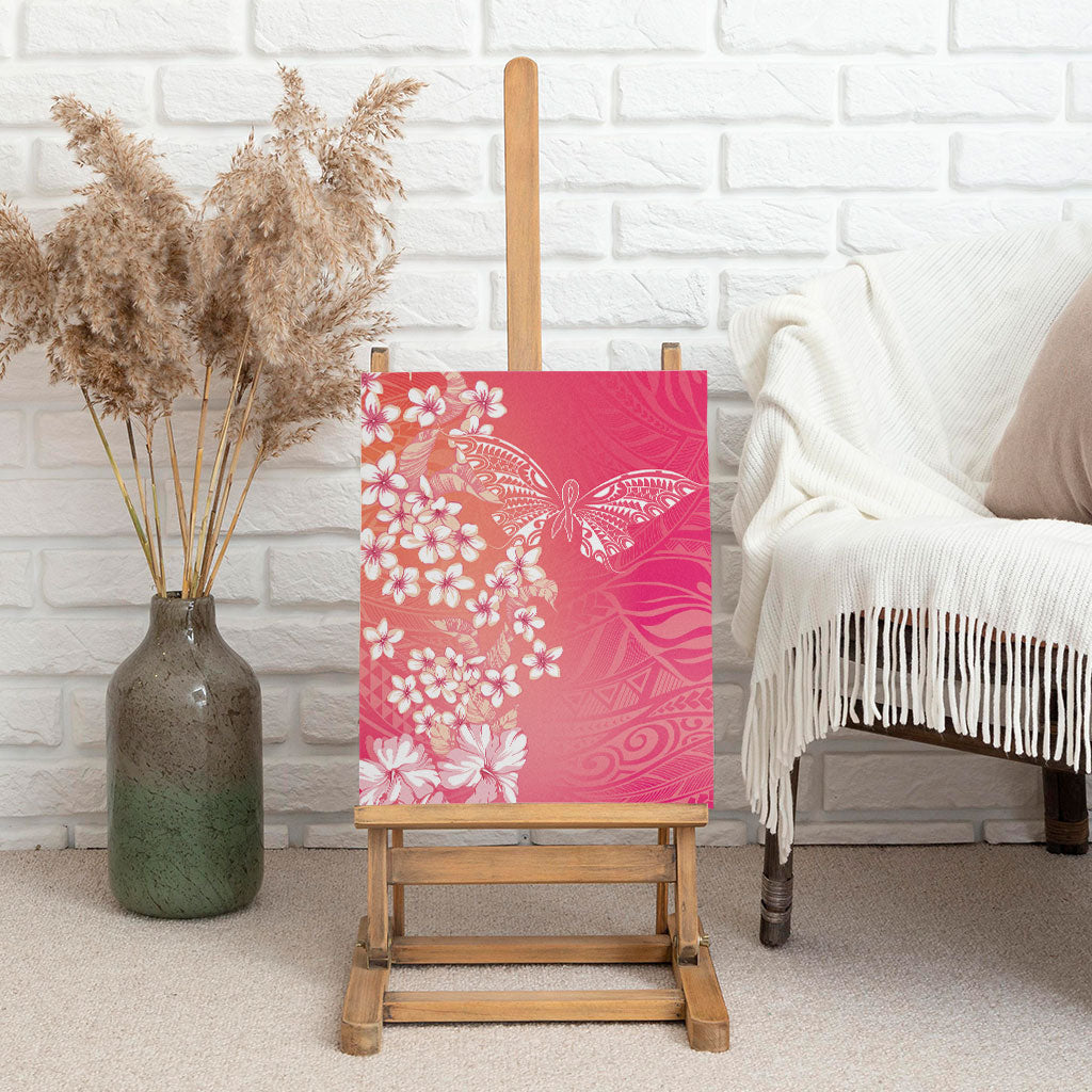 Dreamy Butterfly Polynesian - Breast Cancer Awareness Canvas Wall Art Floral Vibes