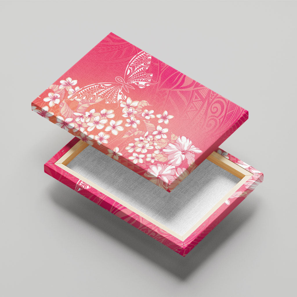 Dreamy Butterfly Polynesian - Breast Cancer Awareness Canvas Wall Art Floral Vibes