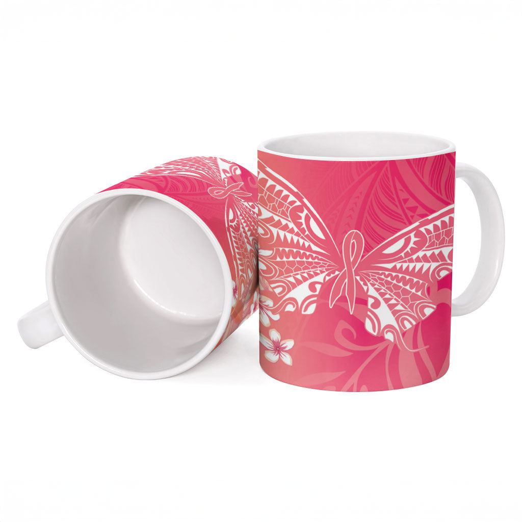 Dreamy Butterfly Polynesian - Breast Cancer Awareness Ceramic Mug Floral Vibes