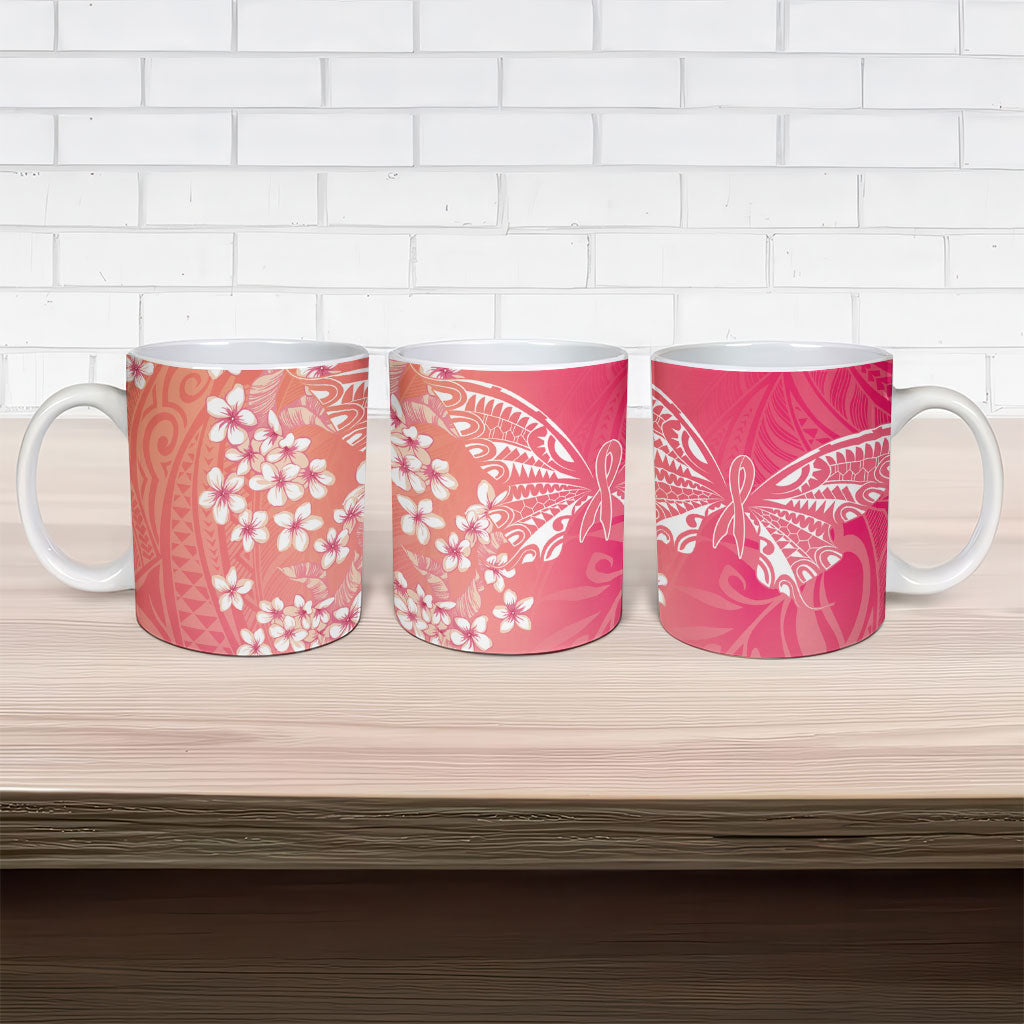 Dreamy Butterfly Polynesian - Breast Cancer Awareness Ceramic Mug Floral Vibes