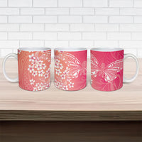 Dreamy Butterfly Polynesian - Breast Cancer Awareness Ceramic Mug Floral Vibes