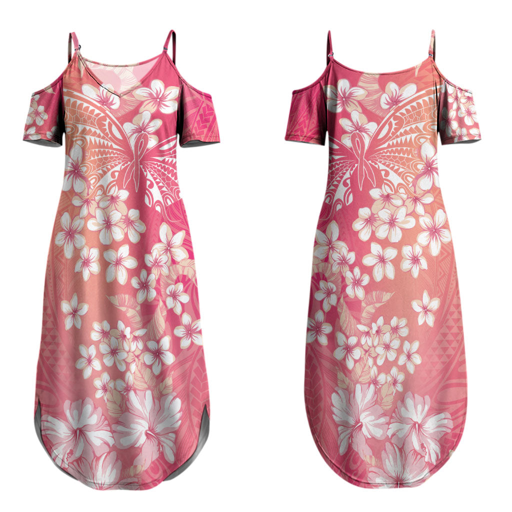 Dreamy Butterfly Polynesian - Breast Cancer Awareness Couples Matching Summer Maxi Dress and Long Sleeve Button Shirt Floral Vibes