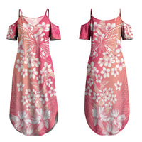 Dreamy Butterfly Polynesian - Breast Cancer Awareness Couples Matching Summer Maxi Dress and Long Sleeve Button Shirt Floral Vibes