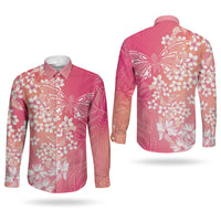 Dreamy Butterfly Polynesian - Breast Cancer Awareness Couples Matching Tank Maxi Dress and Long Sleeve Button Shirt Floral Vibes