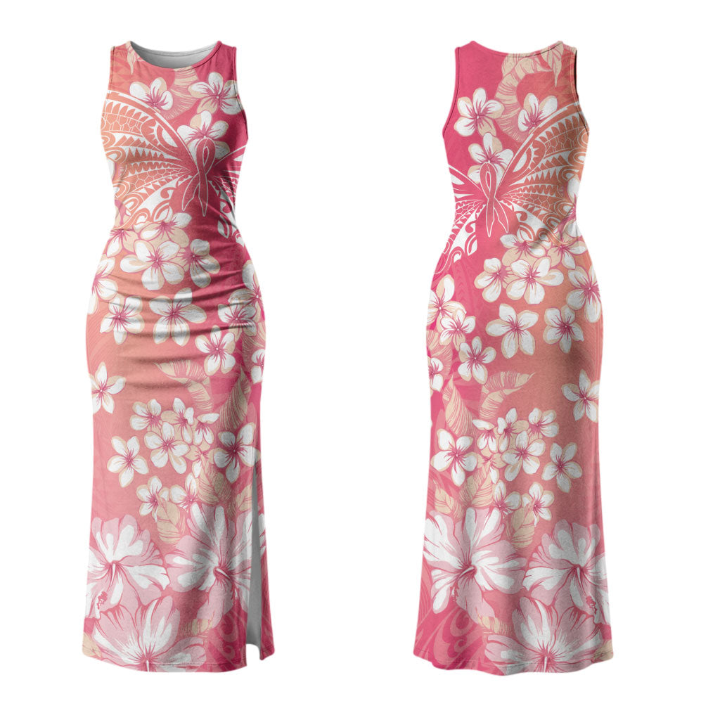 Dreamy Butterfly Polynesian - Breast Cancer Awareness Couples Matching Tank Maxi Dress and Long Sleeve Button Shirt Floral Vibes