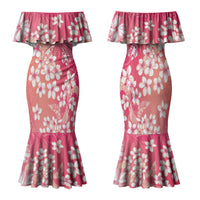 Dreamy Butterfly Polynesian - Breast Cancer Awareness Family Matching Mermaid Dress and Hawaiian Shirt Floral Vibes