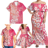 Dreamy Butterfly Polynesian - Breast Cancer Awareness Family Matching Off Shoulder Maxi Dress and Hawaiian Shirt Floral Vibes