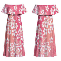 Dreamy Butterfly Polynesian - Breast Cancer Awareness Family Matching Off Shoulder Maxi Dress and Hawaiian Shirt Floral Vibes