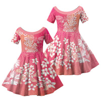 Dreamy Butterfly Polynesian - Breast Cancer Awareness Family Matching Off Shoulder Maxi Dress and Hawaiian Shirt Floral Vibes