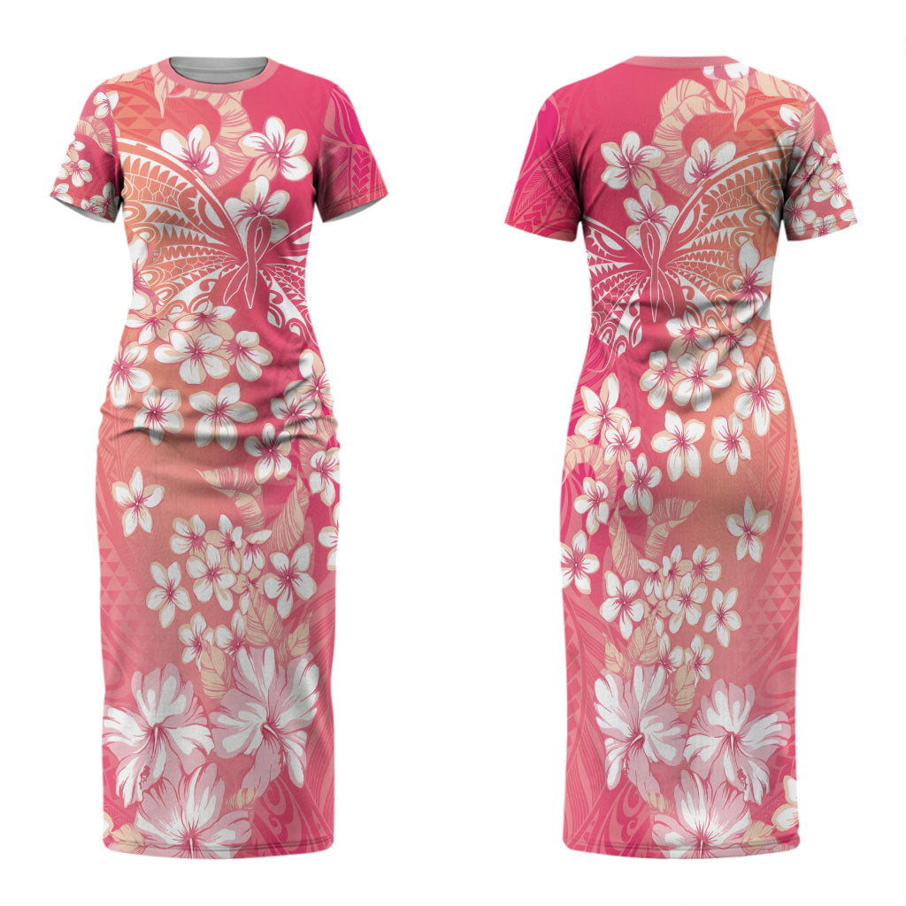 Dreamy Butterfly Polynesian - Breast Cancer Awareness Family Matching Short Sleeve Bodycon Dress and Hawaiian Shirt Floral Vibes