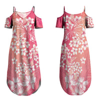 Dreamy Butterfly Polynesian - Breast Cancer Awareness Family Matching Summer Maxi Dress and Hawaiian Shirt Floral Vibes