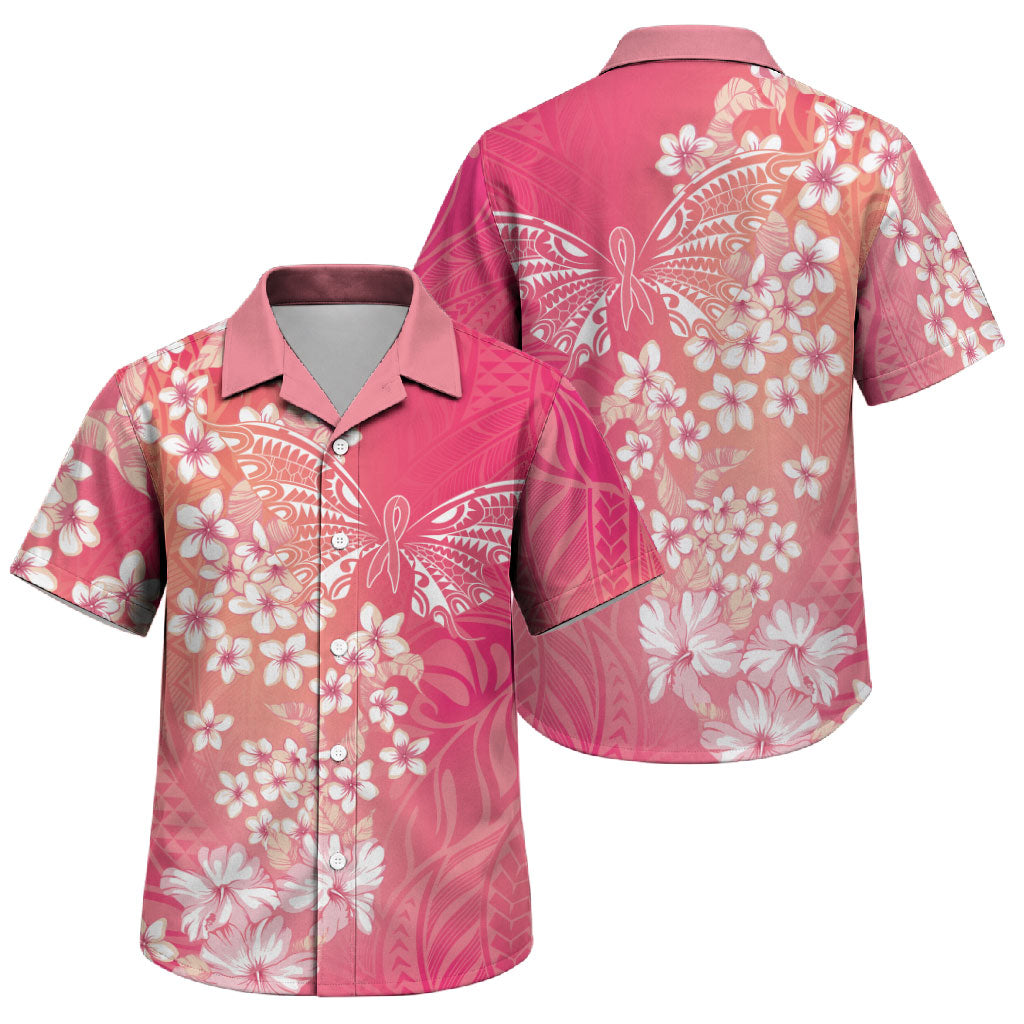Dreamy Butterfly Polynesian - Breast Cancer Awareness Family Matching Tank Maxi Dress and Hawaiian Shirt Floral Vibes