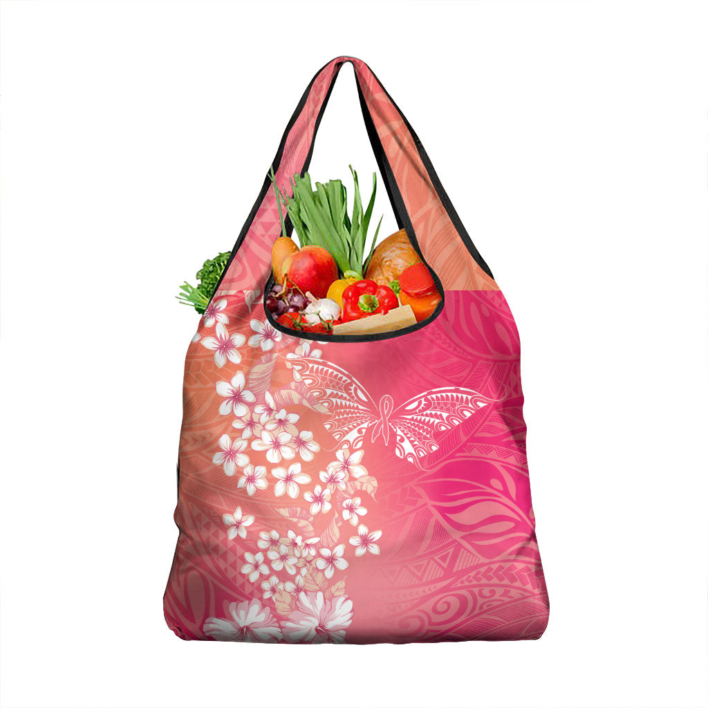 Dreamy Butterfly Polynesian - Breast Cancer Awareness Grocery Bag Floral Vibes