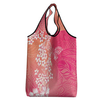 Dreamy Butterfly Polynesian - Breast Cancer Awareness Grocery Bag Floral Vibes