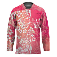 Dreamy Butterfly Polynesian - Breast Cancer Awareness Hockey Jersey Floral Vibes
