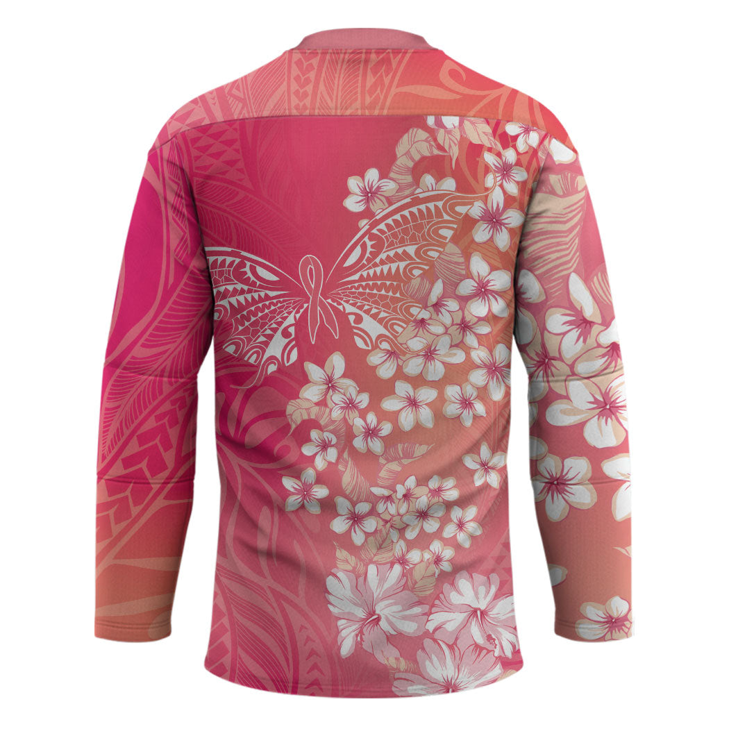 Dreamy Butterfly Polynesian - Breast Cancer Awareness Hockey Jersey Floral Vibes