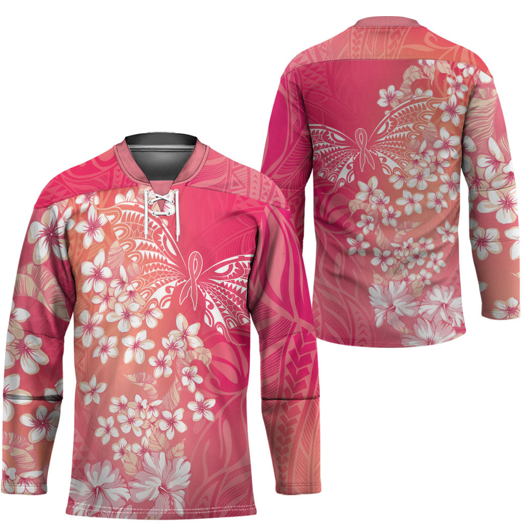 Dreamy Butterfly Polynesian - Breast Cancer Awareness Hockey Jersey Floral Vibes