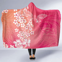 Dreamy Butterfly Polynesian - Breast Cancer Awareness Hooded Blanket Floral Vibes