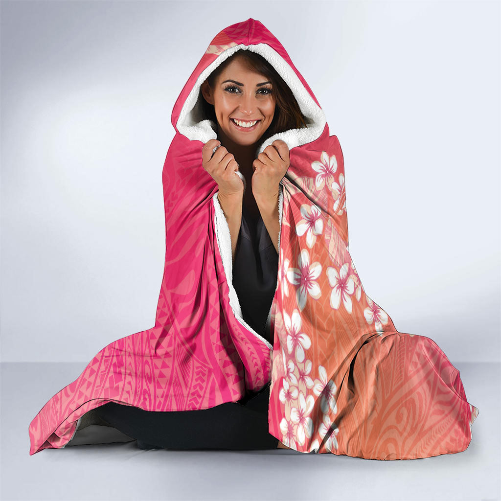 Dreamy Butterfly Polynesian - Breast Cancer Awareness Hooded Blanket Floral Vibes