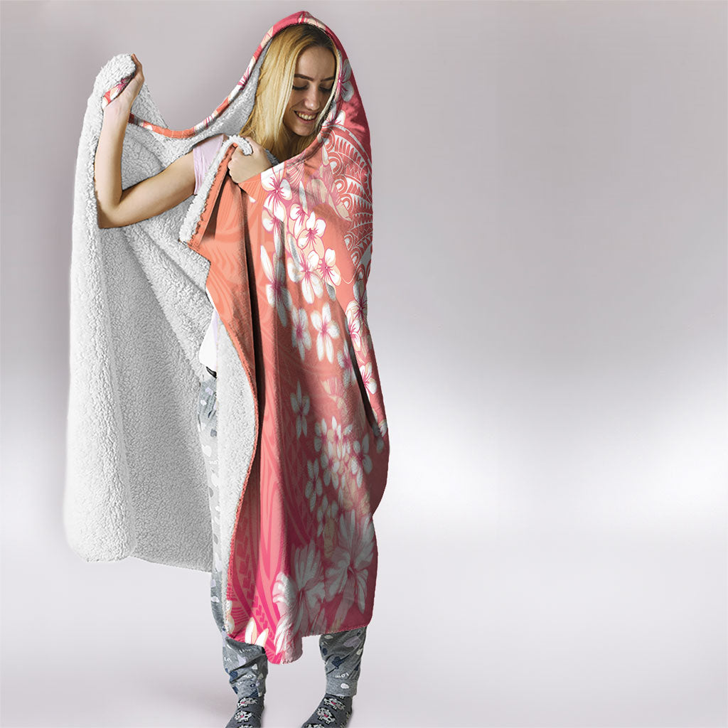 Dreamy Butterfly Polynesian - Breast Cancer Awareness Hooded Blanket Floral Vibes