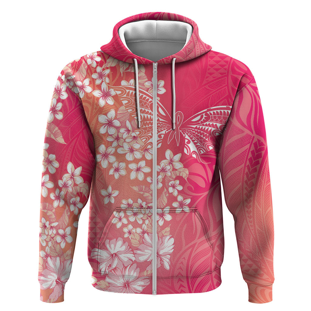 Dreamy Butterfly Polynesian - Breast Cancer Awareness Hoodie Floral Vibes