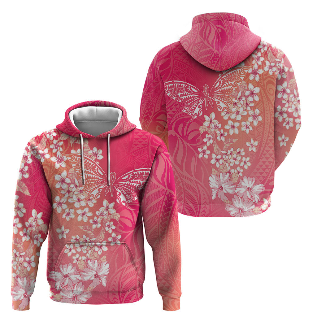 Dreamy Butterfly Polynesian - Breast Cancer Awareness Hoodie Floral Vibes