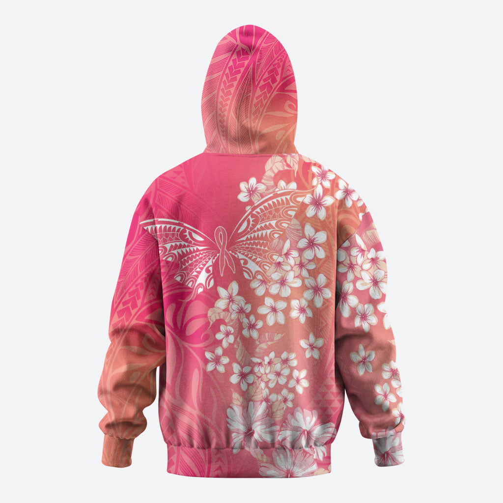 Dreamy Butterfly Polynesian - Breast Cancer Awareness Hoodie Floral Vibes
