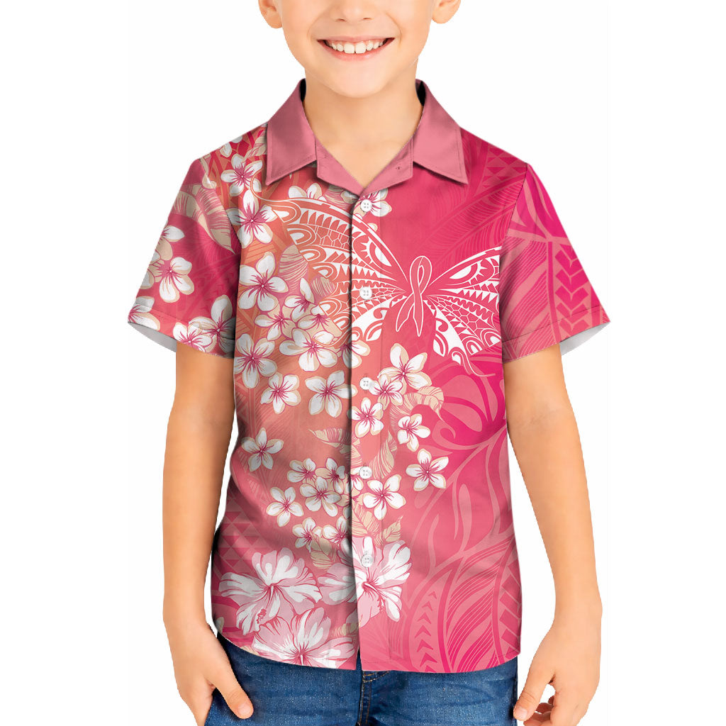 Dreamy Butterfly Polynesian - Breast Cancer Awareness Kid Hawaiian Shirt Floral Vibes