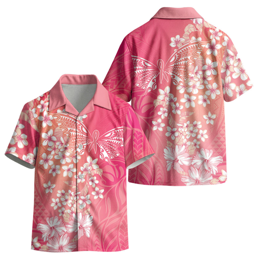 Dreamy Butterfly Polynesian - Breast Cancer Awareness Kid Hawaiian Shirt Floral Vibes