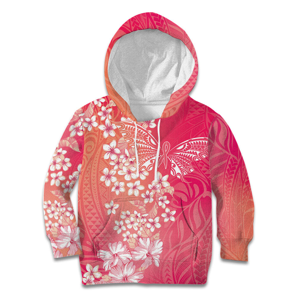 Dreamy Butterfly Polynesian - Breast Cancer Awareness Kid Hoodie Floral Vibes